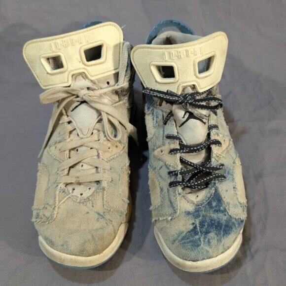 Nike Air Jordan 6 Womens Sz 8 (Youth 7Y) Acid Wash Denim Sneakers DM9045-100 - Picture 1 of 9